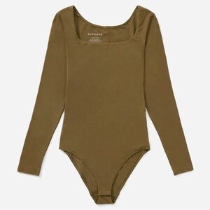 Everlane Green Long Sleeve Supima Square-Neck Bodysuit Bikini Cut Women’s Large